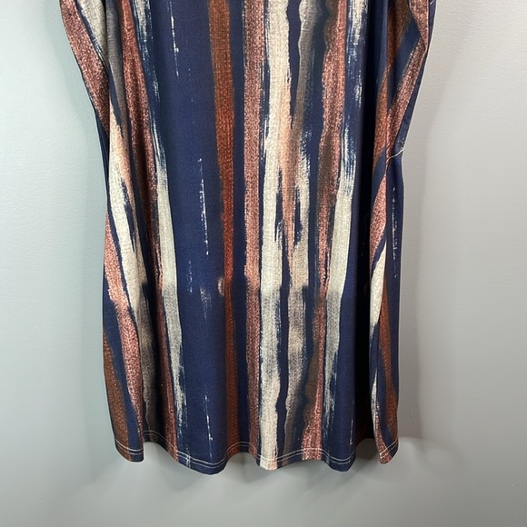 Amazon V-Neck Striped Sleeveless Dress Blue Grey Rust Coverup Resort Dress 1X - Picture 5 of 10